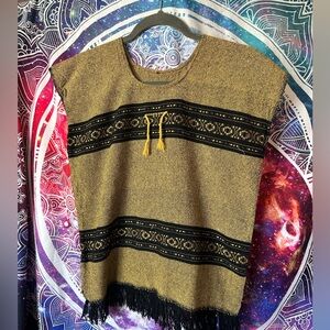 México Oaxaca Blouse Woven Cotton Boho Hippie Traditional Blouse with Fringe